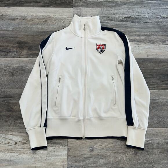 Nike USA Soccer White Mens S Team Logo Nike Swoosh‎ Sporty Full Zip Track Jacket - Picture 1 of 8
